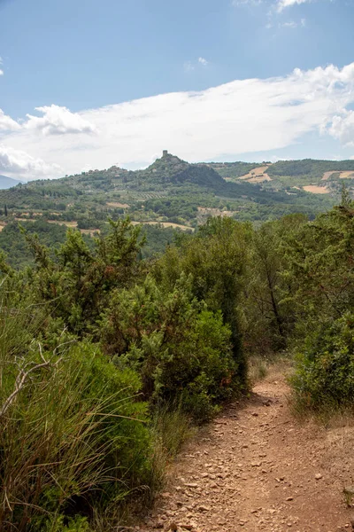 San Quirico Orcia Italy August 2020 Landscape Tuscan Countryside Fortress — стоковое фото