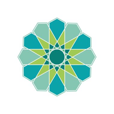 Soyut renkli İslami desen, geometrik desen vektörü. Tebrik kartı, kapak, el ilanı, duvar kağıdı için modern vektör illüstrasyonu. Soyut doku süsü tasarımı, yinelenen fayans