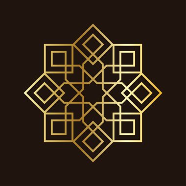 Soyut lüks altın İslami model, geometrik model vektörü. Tebrik kartı, kapak, el ilanı, duvar kağıdı için modern vektör illüstrasyonu. Soyut doku süsü tasarımı, yinelenen fayans