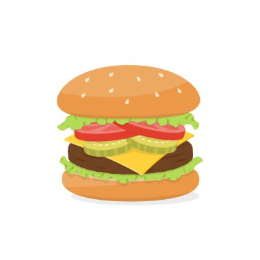 Çizgi film versiyonunda hamburger, vektör illüstrasyonu