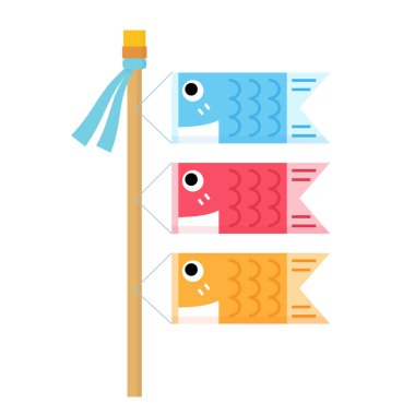 Japon çocuklar günü için sazan bayrağı, vektör illüstrasyonu