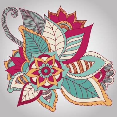 Zentangle soyut çiçek. Doodle çiçek. Vektör çizim