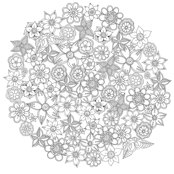 Zentangle abstracte bloemen. Doodle bloem. Vectorillustratie — Stockvector