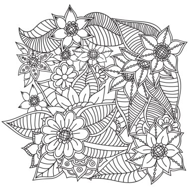 Zentangle soyut çiçek. Doodle çiçek. Vektör çizim
