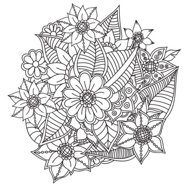Zentangle soyut çiçek. Doodle çiçek. Vektör çizim