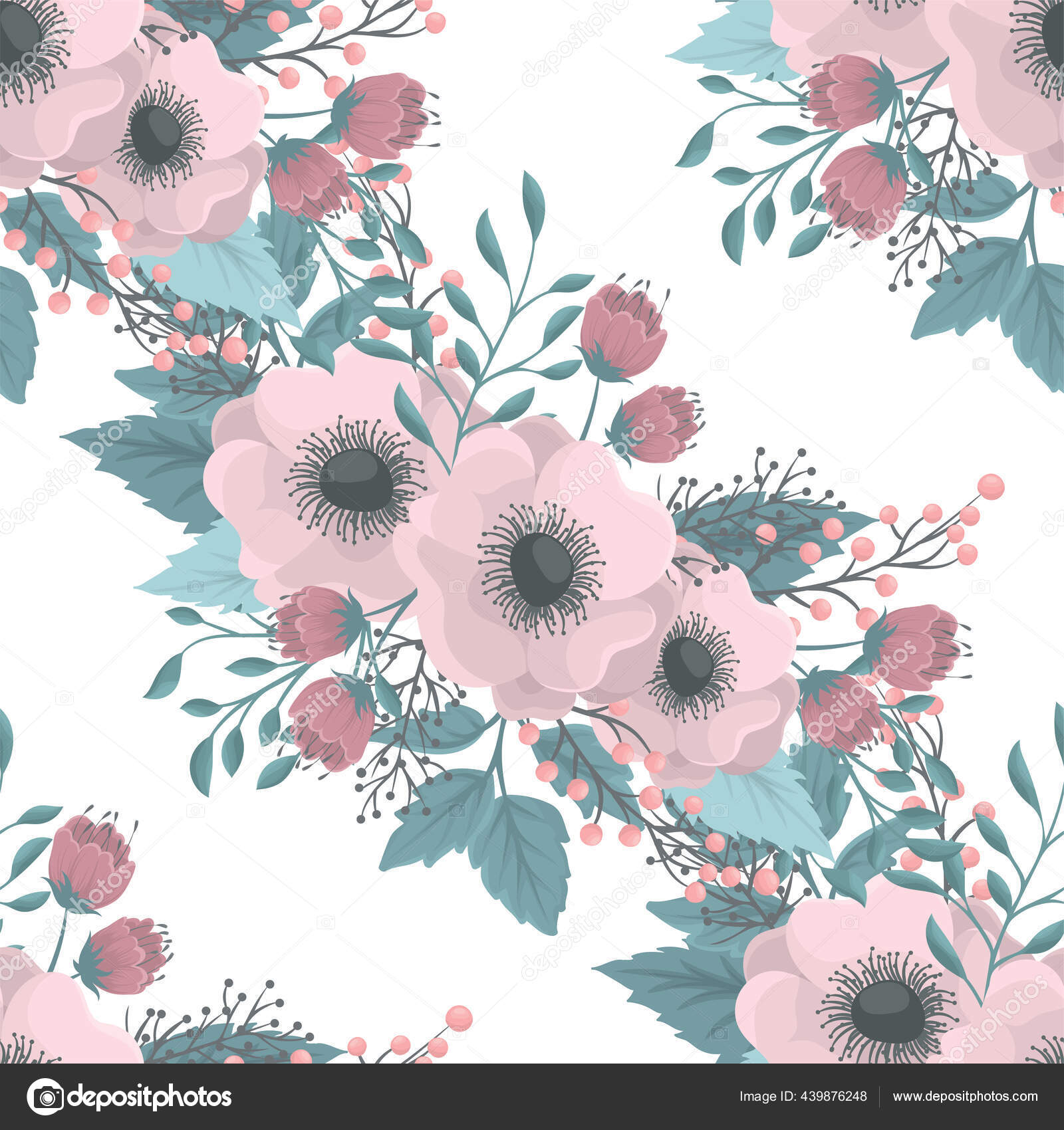 Pink Flower Seamless Background Stock Vector Image by ©Doodle_flower