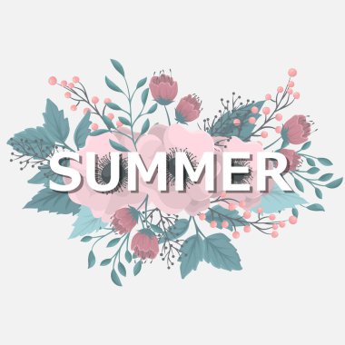 Yaz çiçekli arka plan - çiçek vektör illüstrasyonu