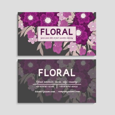 Çiçek kartvizitleri mor çiçekler