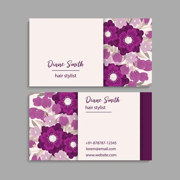 Flower business cards purple flowers