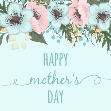 Anneler günün kutlu olsun. Vektör içinde çiçekler olan parlak bahar konsepti çizimi
