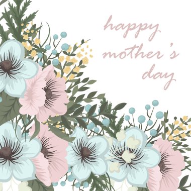 Anneler günün kutlu olsun. Vektör içinde çiçekler olan parlak bahar konsepti çizimi
