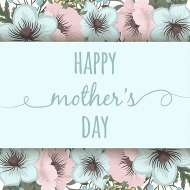 Anneler günün kutlu olsun. Vektör içinde çiçekler olan parlak bahar konsepti çizimi