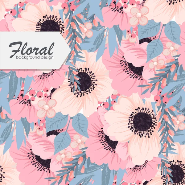 ライトブルーの背景に白とピンクの小さな花でシンプルなかわいいパターン ファッションプリントのためのエレガントなテンプレート — ストックベクタ