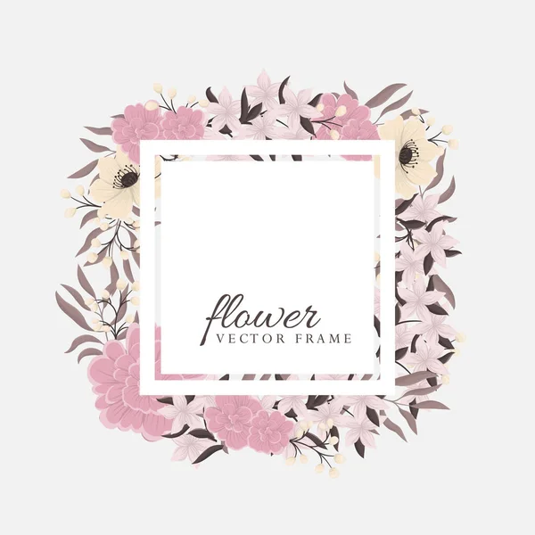 Ilustración Vectorial Hermoso Borde Floral Con Flores Primavera — Vector de stock