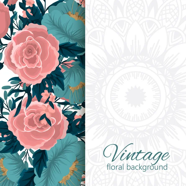Украшенный Цветок Border Elegant Винтажные Обои Дизайн Векторная Иллюстрация — стоковый вектор