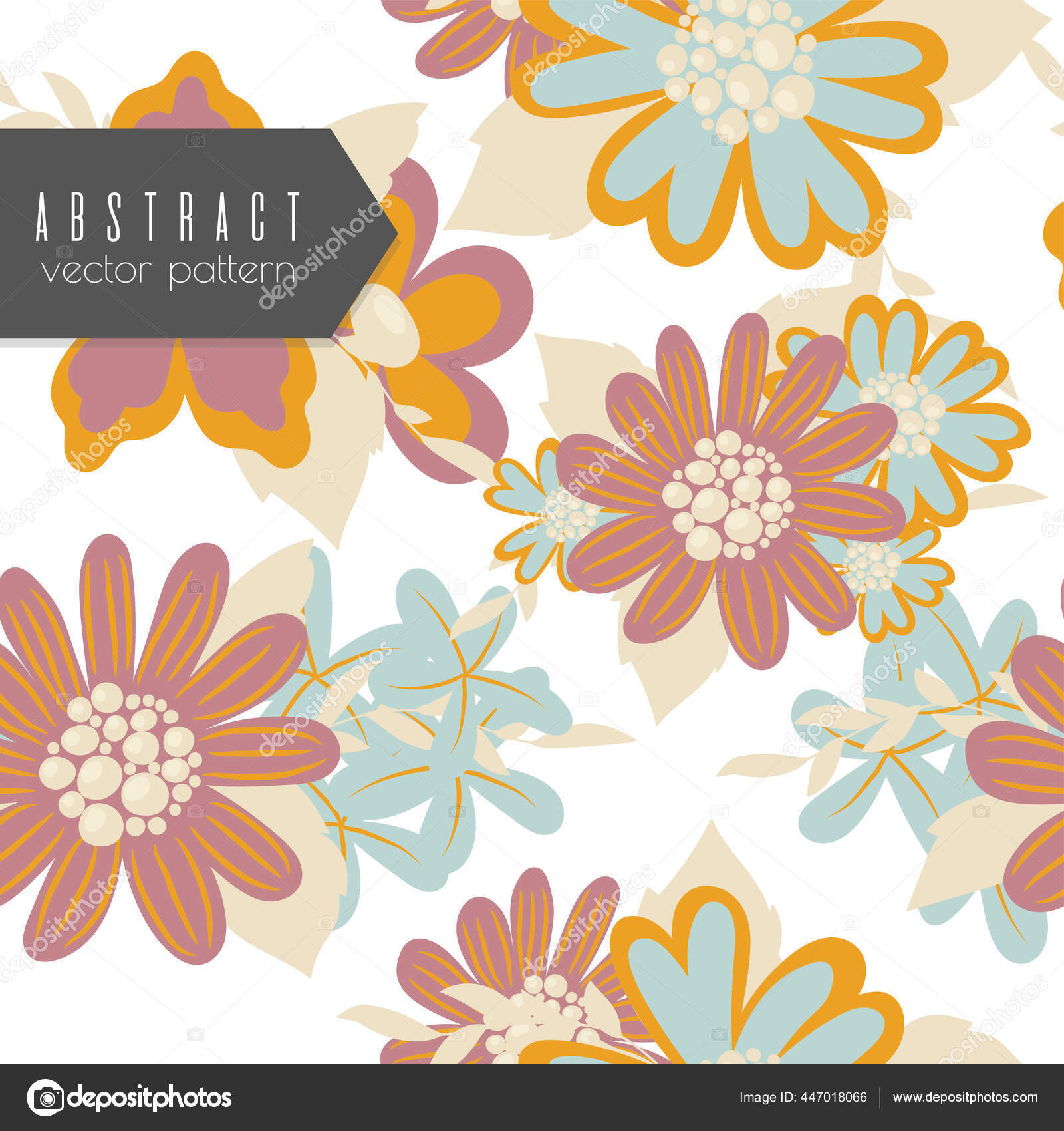Векторный Бесшовный Узор Ручным Рисунком Цветов Обои Векторное.