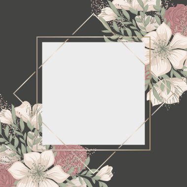 Çiçekler klasik tarzda dizilmiş. Vektör illüstrasyonu