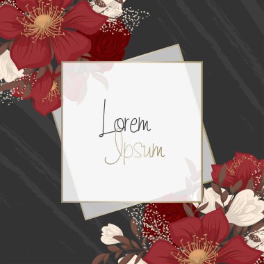 Çiçek sınır çizimi - kırmızı çerçeve çizimi