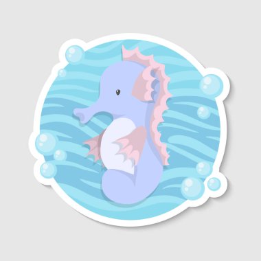 Şirin deniz atı çizgi film vektör çizimi