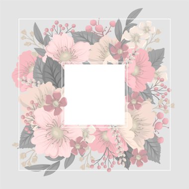 Çiçek sınır arkaplanı - pembe çiçek sınır vektörü illüstrasyonu
