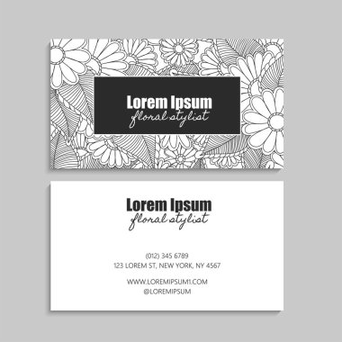Kartvizitler el çizimi çiçek vektör çizimi