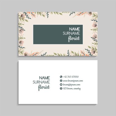 Kartvizitler el çizimi çiçek vektör çizimi