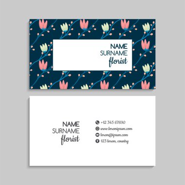 Çiçek kartvizitleri pembe çiçek vektör illüstrasyonu