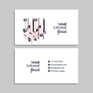 Çiçek kartvizitleri pembe çiçek vektör illüstrasyonu