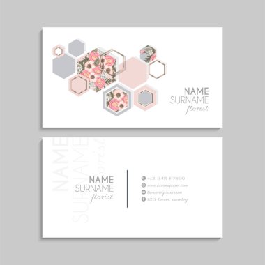 Çiçek kartvizitleri pembe çiçek vektör illüstrasyonu