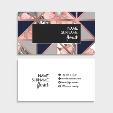 Çiçek kartvizitleri pembe çiçek vektör illüstrasyonu