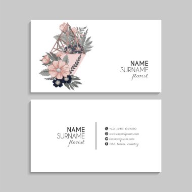 Çiçek kartvizitleri pembe çiçek vektör illüstrasyonu