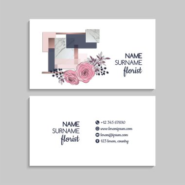 Çiçek kartvizitleri pembe çiçek vektör illüstrasyonu