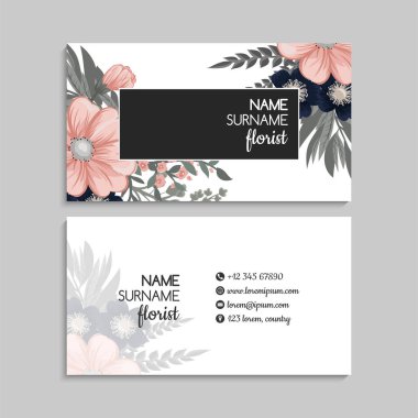 Çiçek kartvizitleri pembe çiçek vektör illüstrasyonu