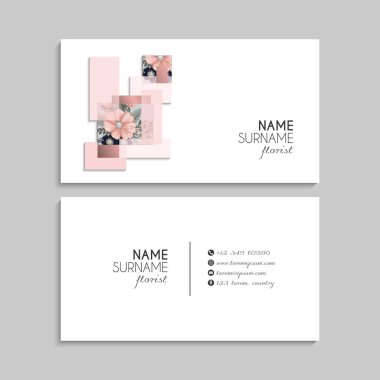 Çiçek kartvizitleri pembe çiçek vektör illüstrasyonu