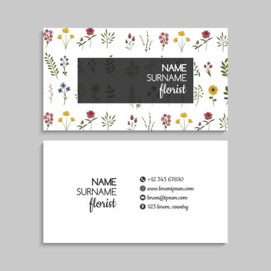 Kartvizitler el çizimi çiçek vektör çizimi