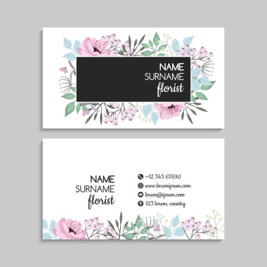 Çiçek kartvizitleri pembe çiçek vektör illüstrasyonu