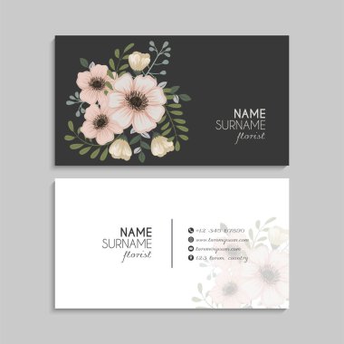 Çiçek kartvizitleri pastel çiçek vektör resimlemesi