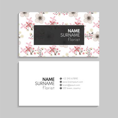 Çiçek kartvizitleri pembe çiçek vektör illüstrasyonu