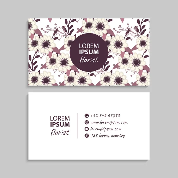 Flor Cartões Visita Flores Rosa Ilustração Vetorial — Vetor de Stock