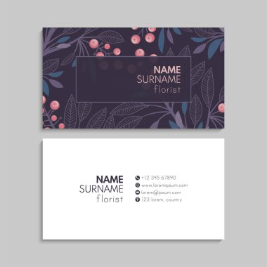 Çiçek kartvizitleri mor çiçekler