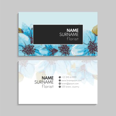 Çiçek kartvizitleri açık mavi