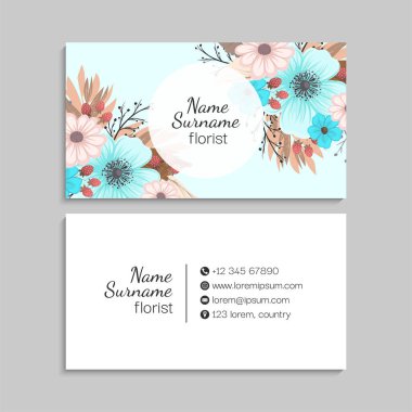 Çiçek kartvizitleri nane yeşili