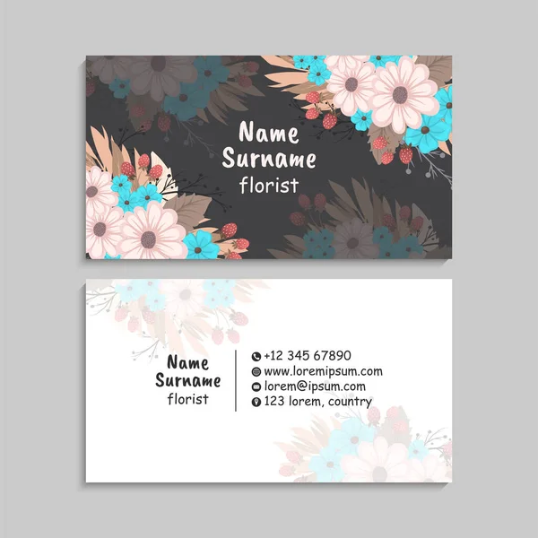 Λουλούδια Επαγγελματικές Κάρτες Ροζ Λουλούδια — Διανυσματικό Αρχείο