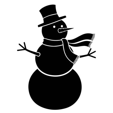 Siyah Siluet Kardan Adam Simgesi Şapka, Atkı ve Çubuk Kollar Kış Grafik Tatili