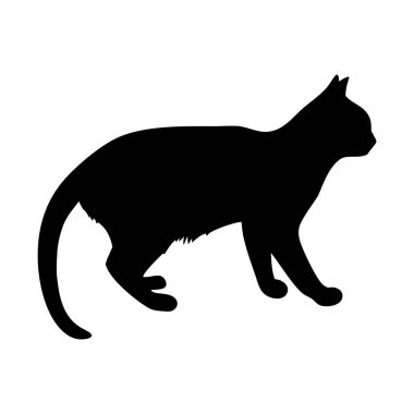 Kara Kedi Silueti Yürüyen Vektör Hayvan Grafiği