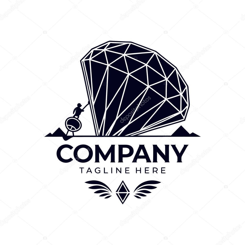 Abstract diamond mining company logo design
