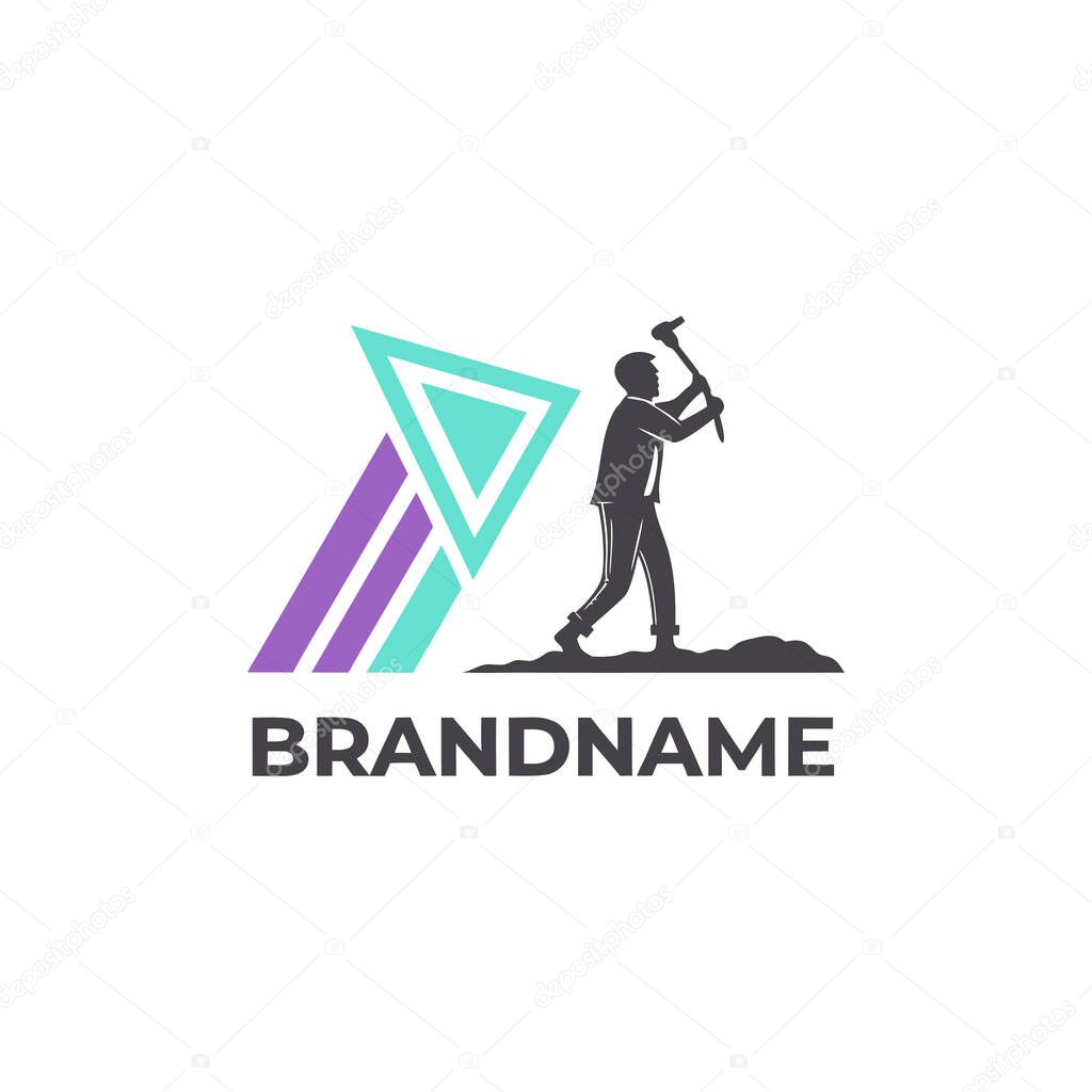 Construction and labor logo design with abstract geometric shape