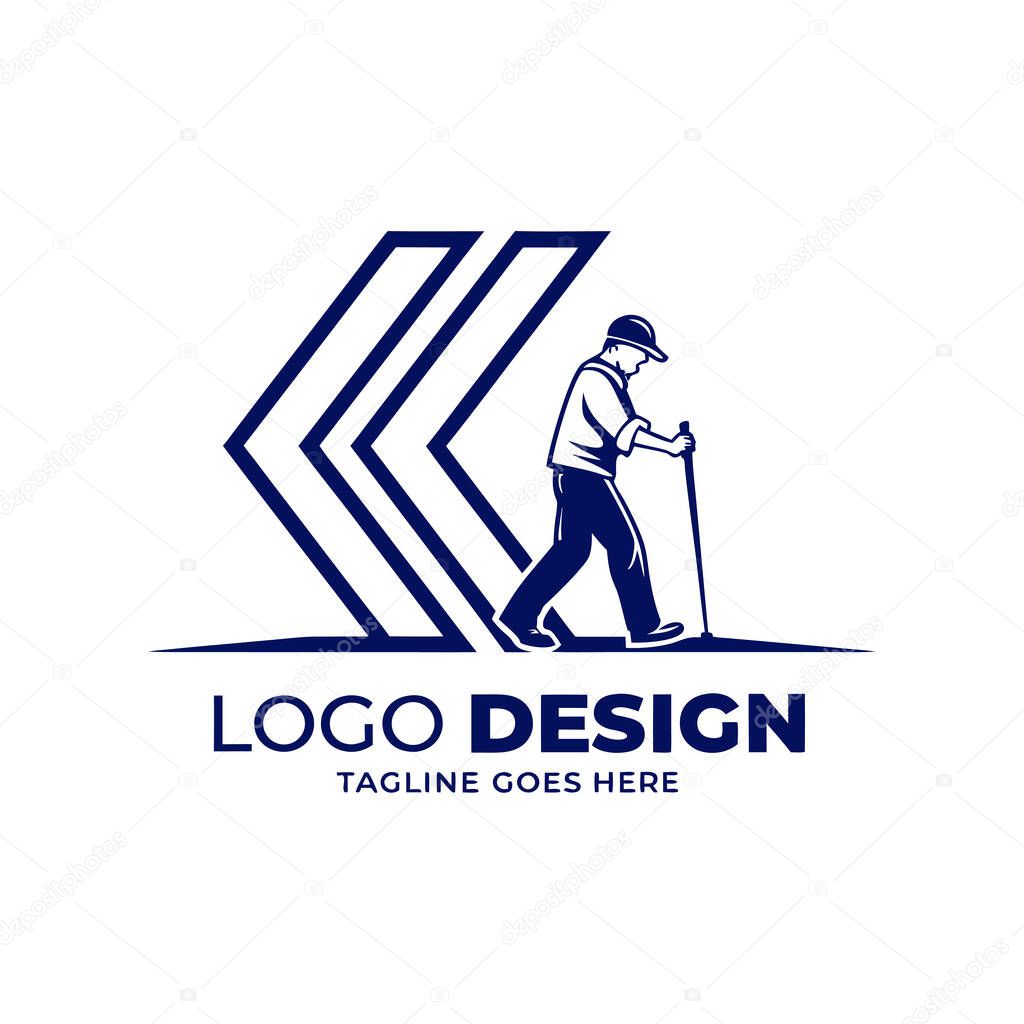 Construction Worker Logo Design Vector Illustration