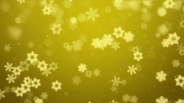 Kar tanecikleri kar taneciklerinin soyut düşüşü Altın Koyu döngü 4K arkaplan üzerinde parlaklık sağlar.