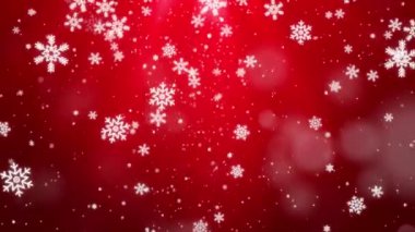 Kırmızı Düşen Kar Taneleri Kar Yıldızları Toz Parçacıkları Bokeh Işıkları Arkaplan Canlandırması .